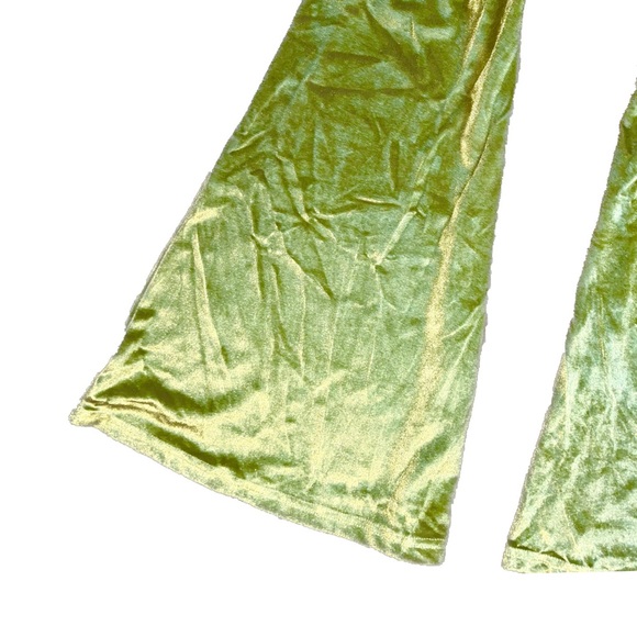 (LAST) Sage Green Velvet / Velour Super Bell Bottom Flare Pants - Picture 5 of 7